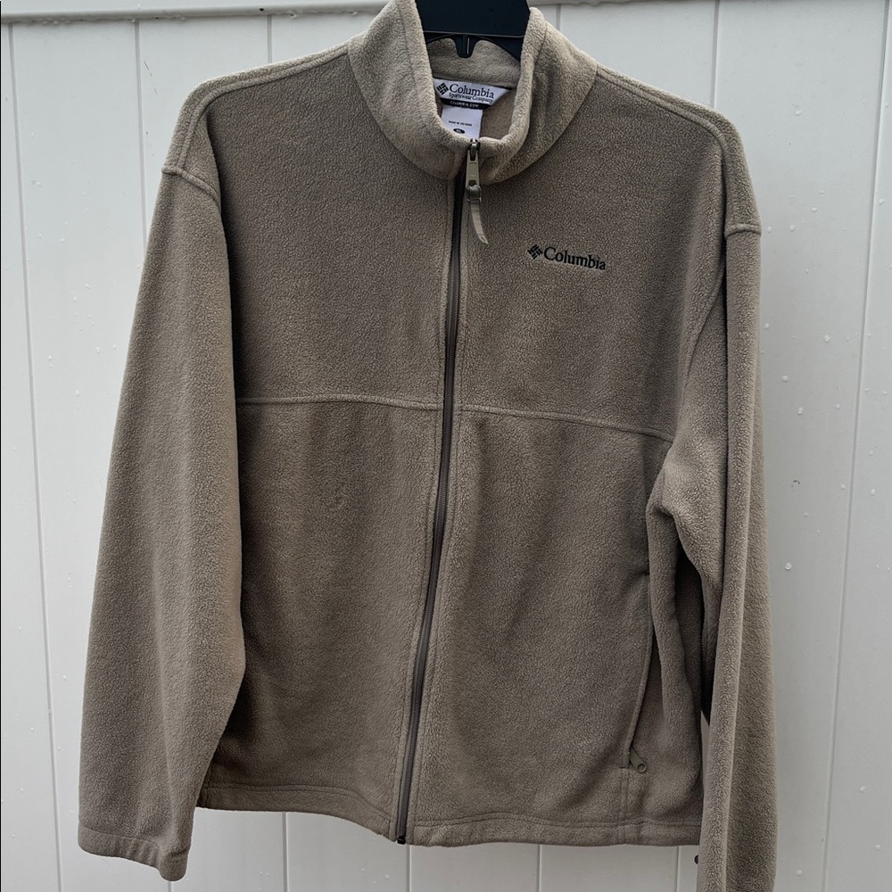 Columbia Men's Full Zip Fleece Jacket Tan/Tusk Warm Camp 2 Zip Pockets SZ:XL